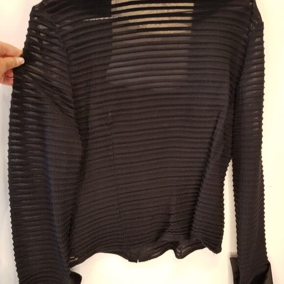 Formal Sheer Black Stretch Button Top Wide Lapels Holiday Party Cruise Plus Sz1X - Picture 8 of 12